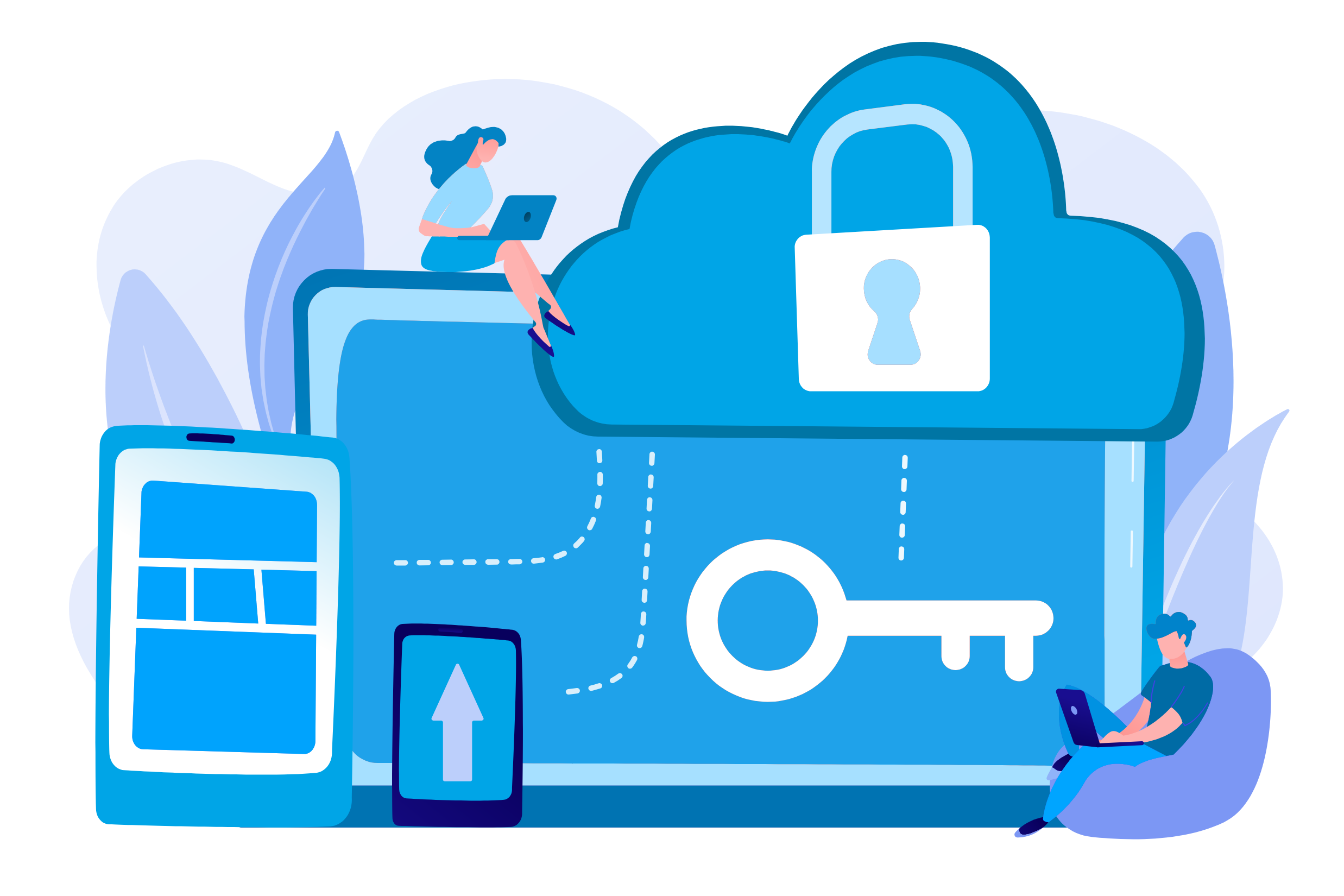 Image showing devices connected to cloud securely with encryption