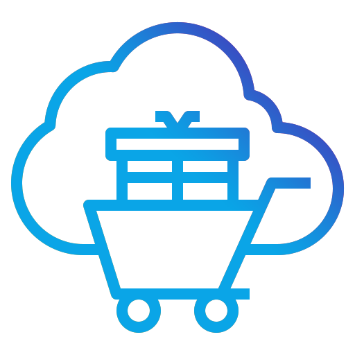 Imag showing basket & cloud behind it representing cloud ecommerce